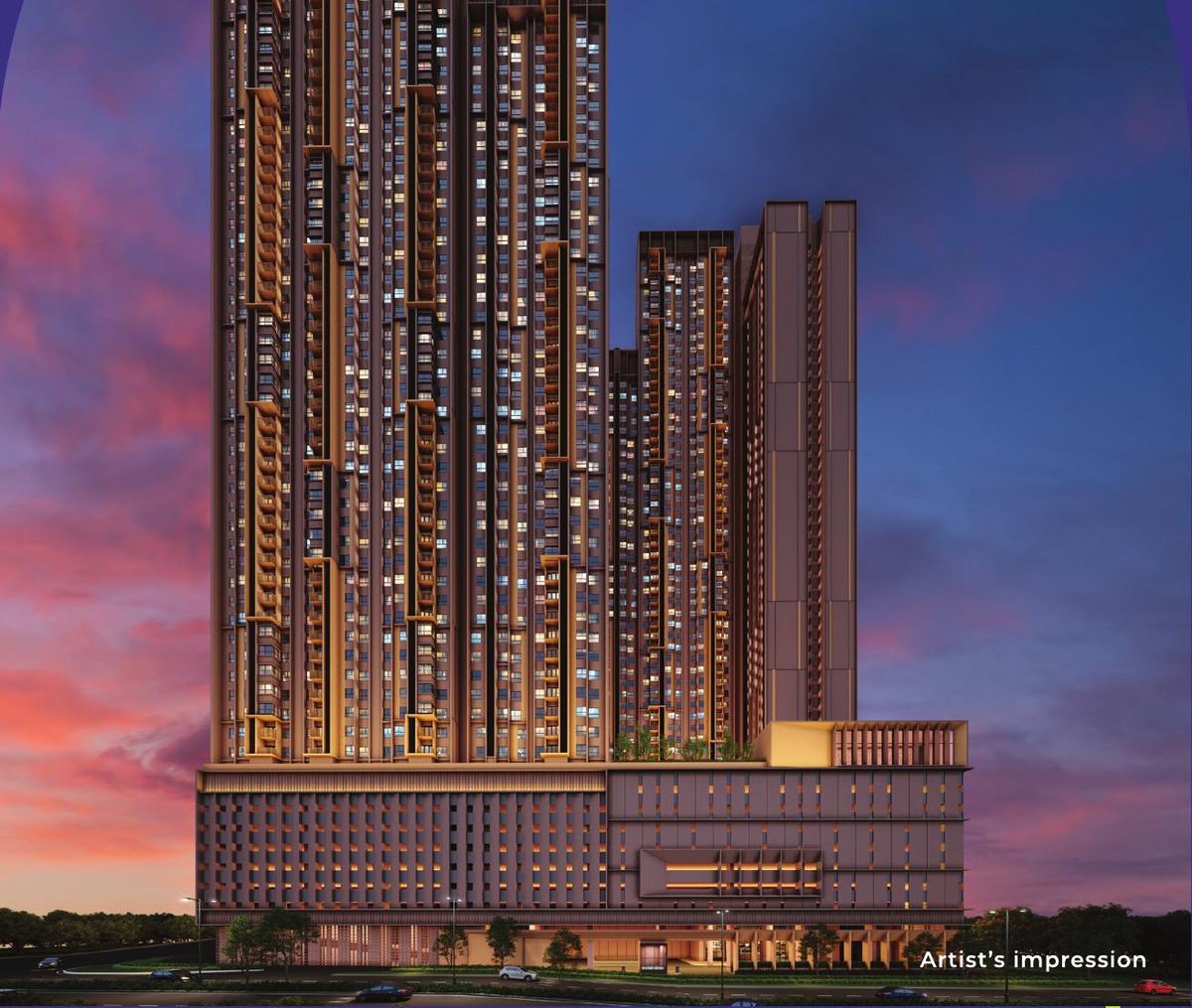 The Vividz, Facade at dusk